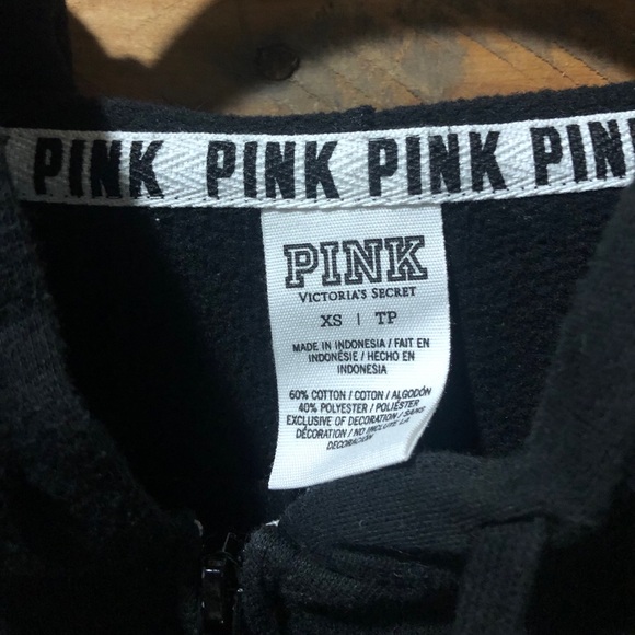 VS PINK black, lightweight, zip up  hoodie (XS) - Picture 6 of 8